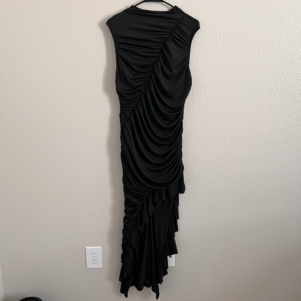2XL Dress Maxi High low Ruffled Draped Ruche Asymmetrical Whimsigoth Stretch - Picture 2 of 11